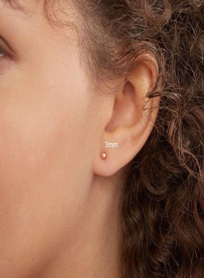 Renkovte Tiny 3mm Ball Stud Earrings for Women,Dainty Mini Ball Earrings for Cartilage Helix Earlobe Piercing 316L Surgical Stainess Steel Hypoallergenic (3mm Ball, Gold) - Image 3
